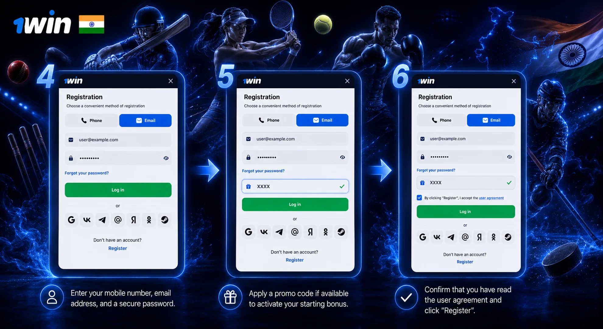 How to Register at 1win Online from India